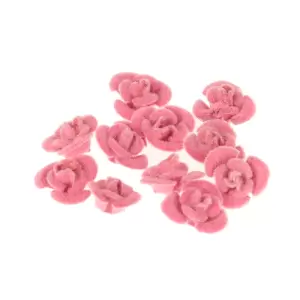 Декор для творчества металл "Розочки розовые" набор 10 шт бархатный 1,2х1,2 см